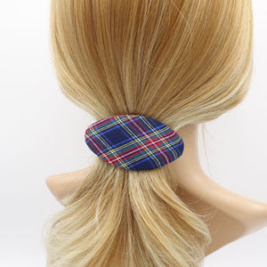 veryshine.com Barrette (Bow) Navy plaid hair barrette, oval hair barrette, daily hair barrette for women
