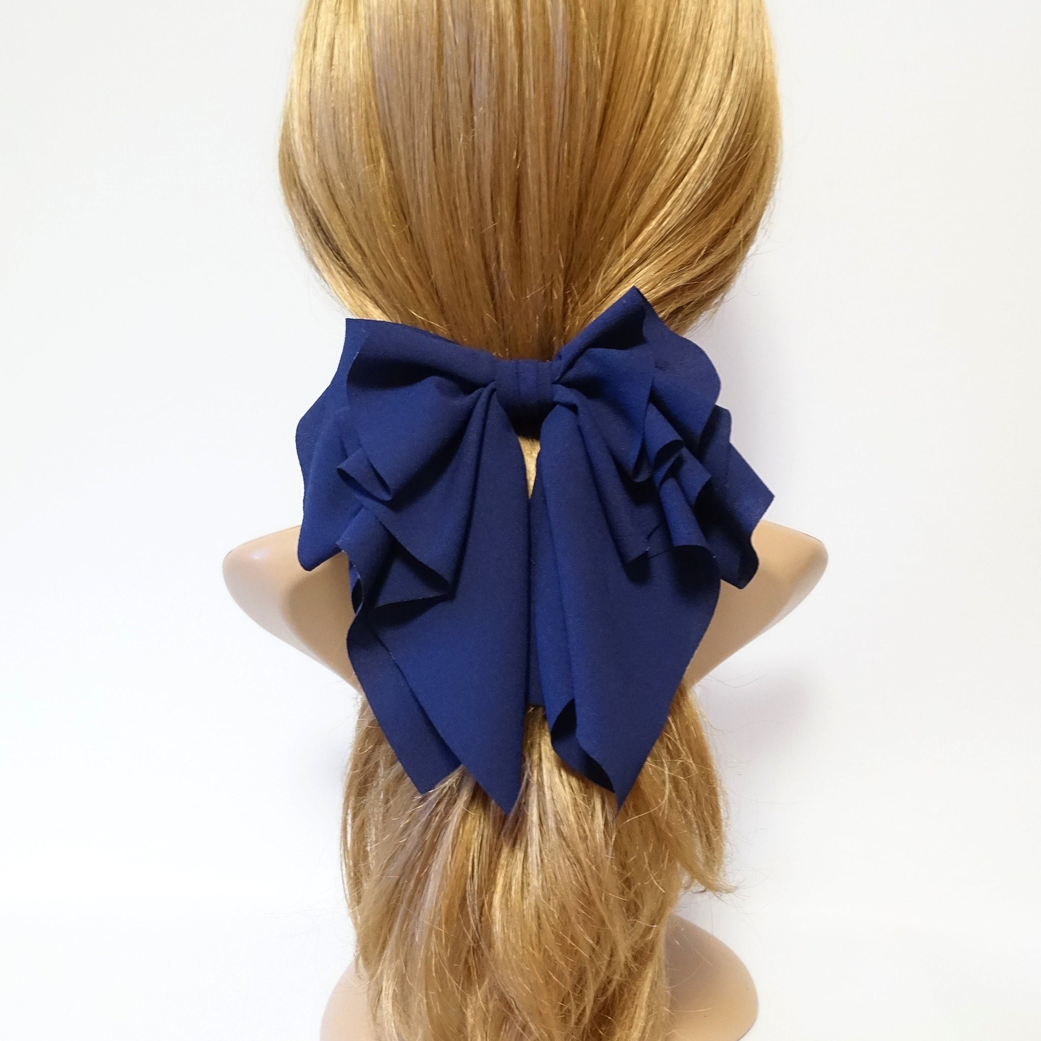 veryshine.com Barrette (Bow) Navy romance chiffon hair bow french barrette drape falling ruffle wave feminine style women hair clip