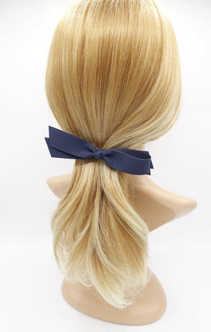 veryshine.com Barrette (Bow) Navy straight hair bow, folded hair bow, solid hair bow for women