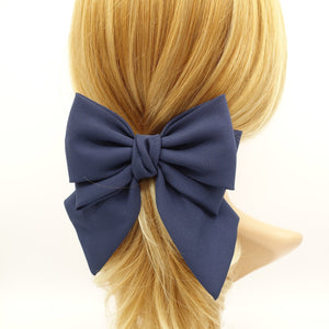 veryshine.com Barrette (Bow) Navy thick double layered tail hair bow chiffon hair barrette for women