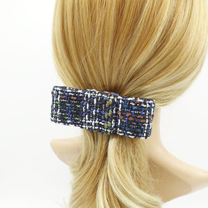 veryshine.com Barrette (Bow) Navy tweed hair bow flat style french barrette Autumn Winter hair accessory for women