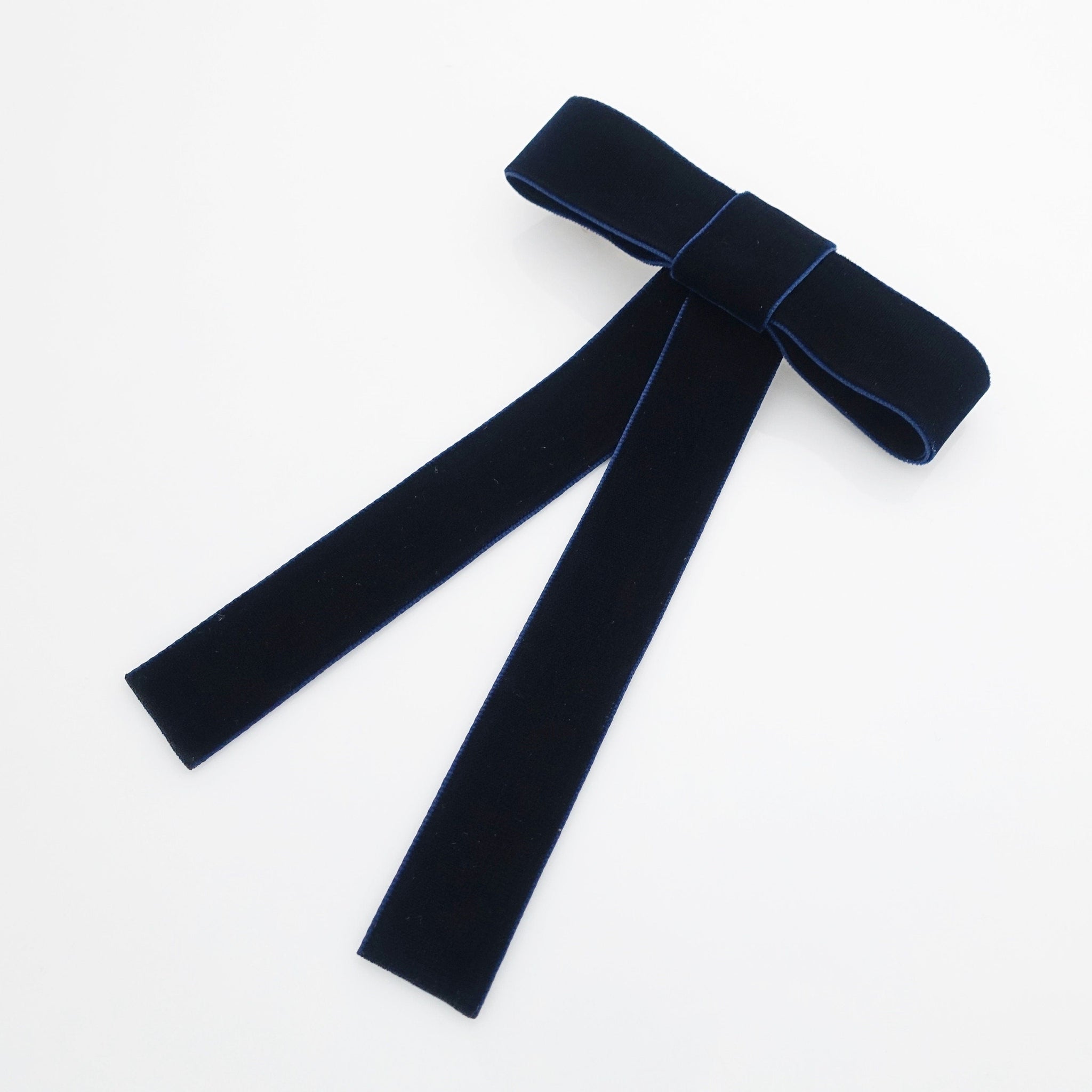 veryshine.com Barrette (Bow) Navy Velvet bow simple stylish black velvet hair accessory 0.98 inch width