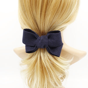 veryshine.com Barrette (Bow) Navy woolen x pattern hair bow Fall Winter women accessory
