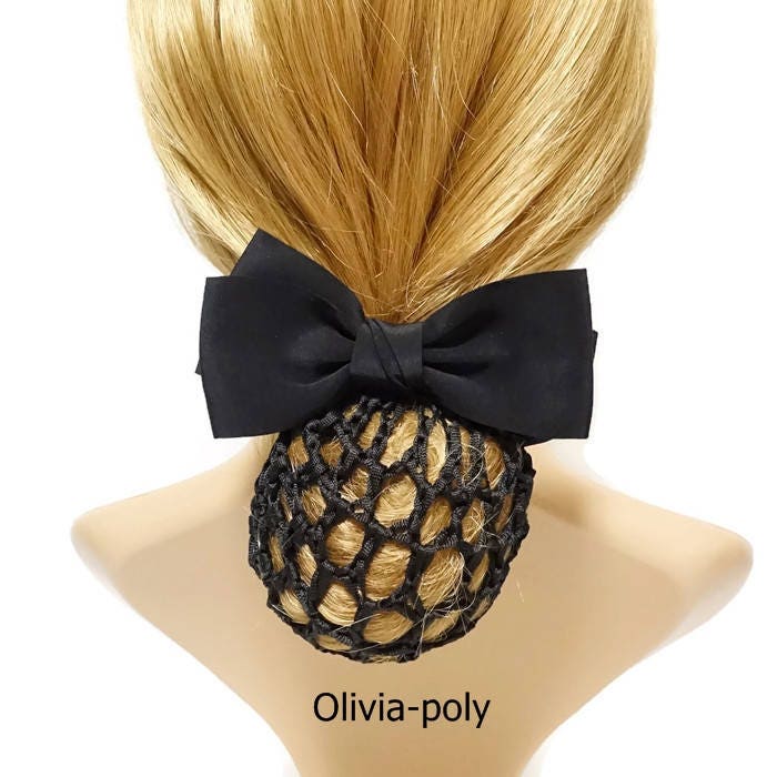 veryshine.com Barrette (Bow) Olivia-polyester Hair Snood Net bow french barrette Clip hygienic hair accessory