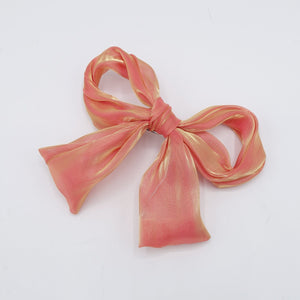 veryshine.com Barrette (Bow) Orange organza wired hair bow colorful translucent fabric tail knotted bow french barrette women hair accessory