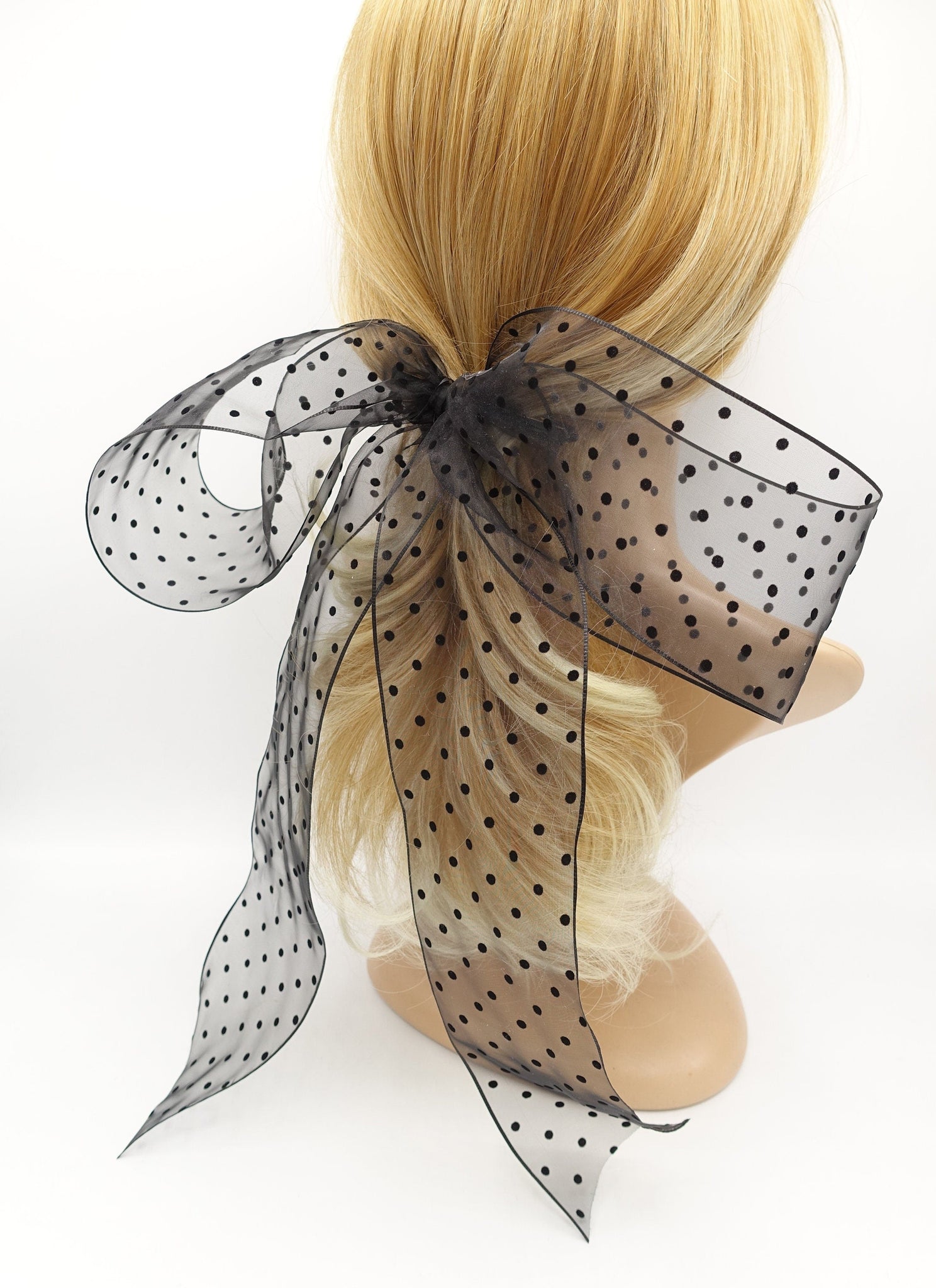 veryshine.com Barrette (Bow) organza dot hair bow solid giant stylish hair accessory for women