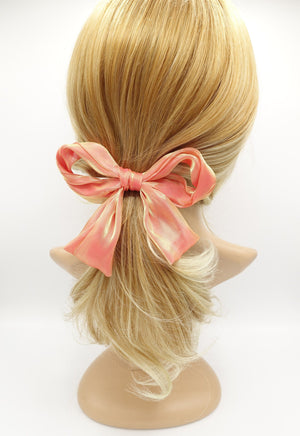 veryshine.com Barrette (Bow) organza wired hair bow colorful translucent fabric tail knotted bow french barrette women hair accessory