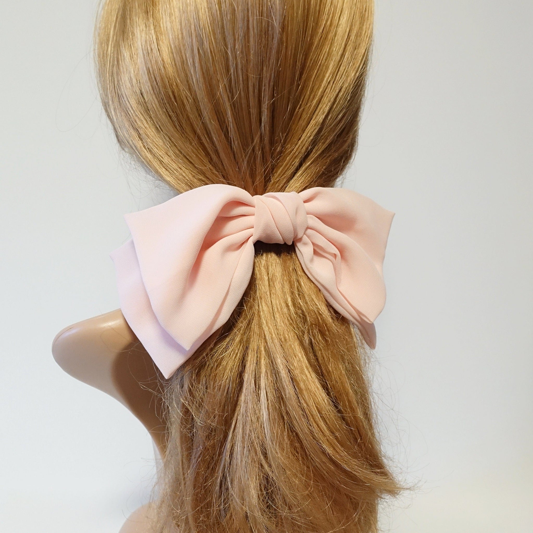 veryshine.com Barrette (Bow) Peach beige Texas chiffon bow french hair barrette big hair bow for Women