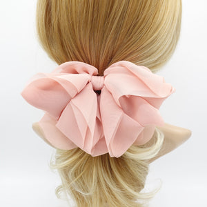 veryshine.com Barrette (Bow) Peach floppy hair bow chiffon multi layered bow women hair accessory