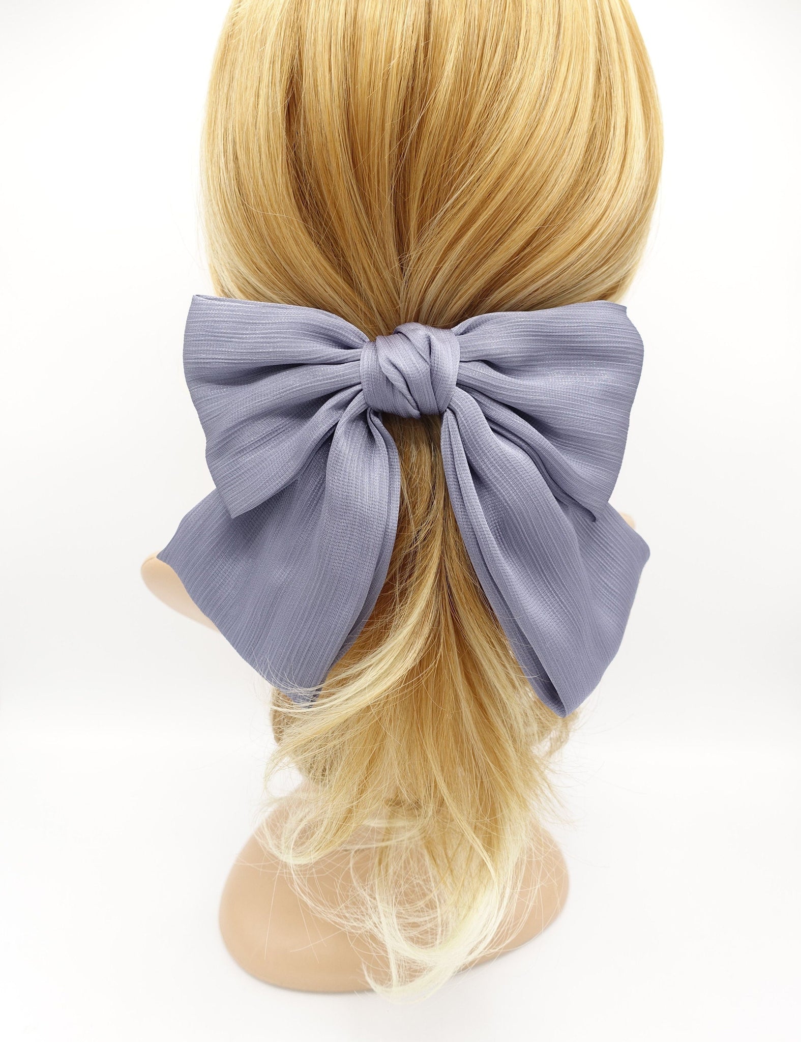 veryshine.com Barrette (Bow) pearl glossy crinkled satin bow french hair barrette women hair accessory