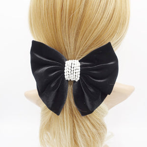 veryshine.com Barrette (Bow) Pearl only pearl wrap velvet hair bow for women luxury style hair accessory for women