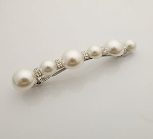 veryshine.com Barrette (Bow) Pearl & rhinestone pearl rhinestone decorated french barrette elegant side hair clip women accessory