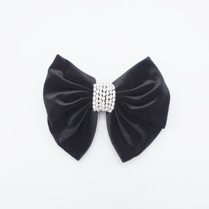 veryshine.com Barrette (Bow) pearl wrap velvet hair bow for women luxury style hair accessory for women