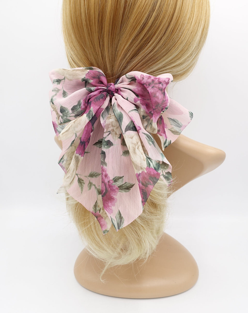 veryshine.com Barrette (Bow) Pink big floral chiffon hair bow feminine hair accessory