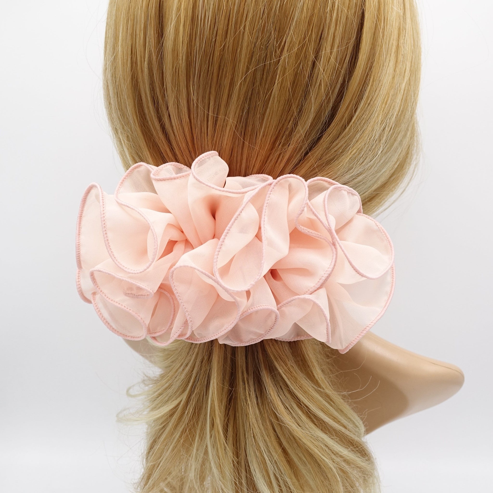 veryshine.com Barrette (Bow) Pink chiffon ruffle flower hair barrette woman hair accessory