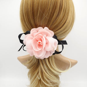 veryshine.com Barrette (Bow) Pink flower satin bow knot french hair barrette women hair clip