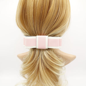 veryshine.com Barrette (Bow) Pink grosgrain hair bow wave edge layered two tone flat bow women hair accessories