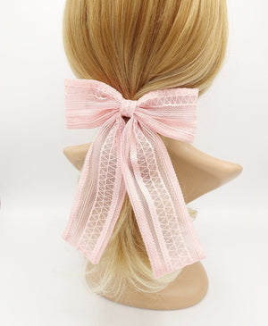 veryshine.com Barrette (Bow) Pink mesh lace organza hair bow for women