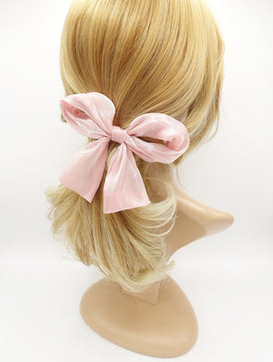 veryshine.com Barrette (Bow) Pink organza wired hair bow colorful translucent fabric tail knotted bow french barrette women hair accessory