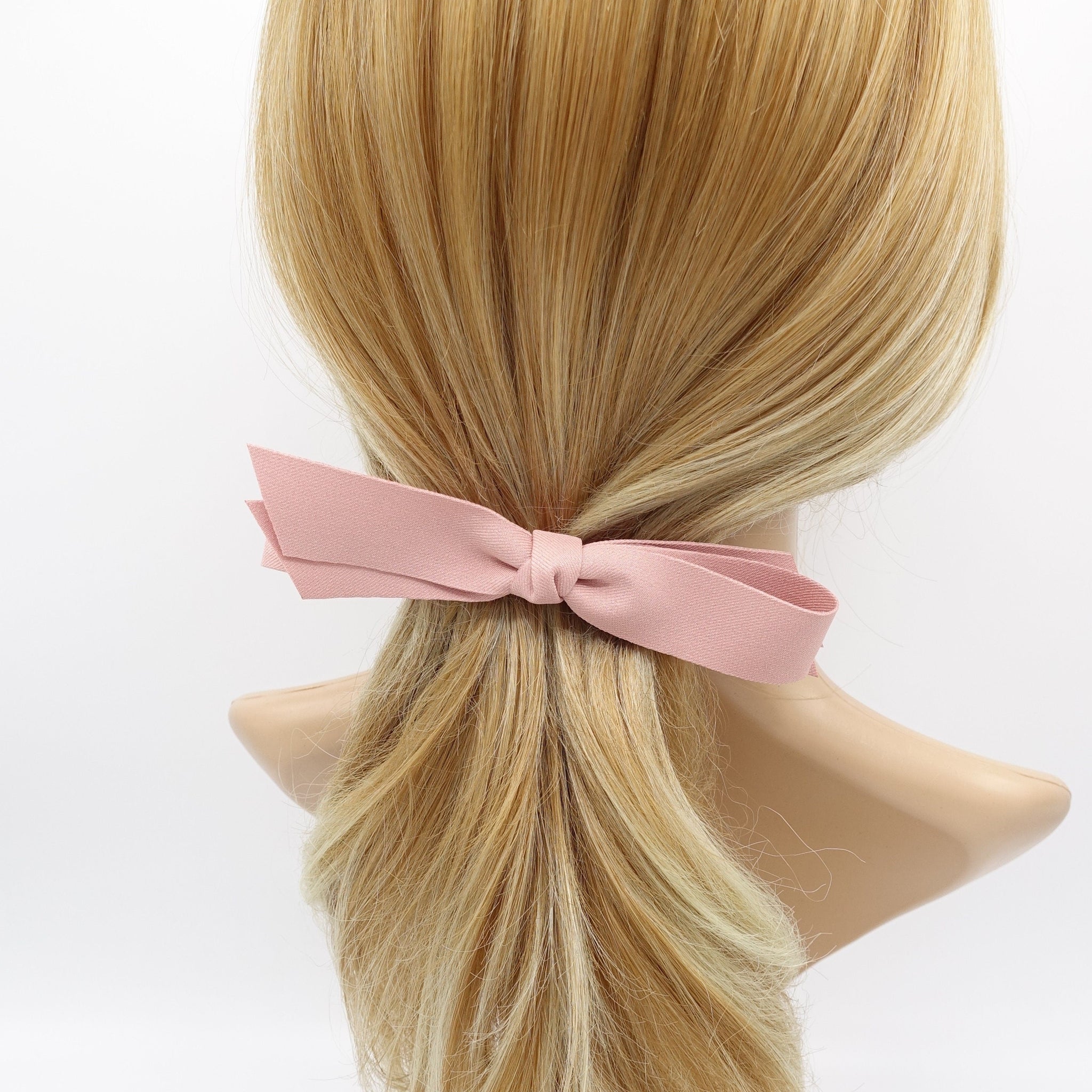 veryshine.com Barrette (Bow) Pink straight hair bow, folded hair bow, solid hair bow for women