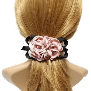 veryshine.com Barrette (Bow) Pink Two Rose Flowers French Hair Barrettes women hair clip