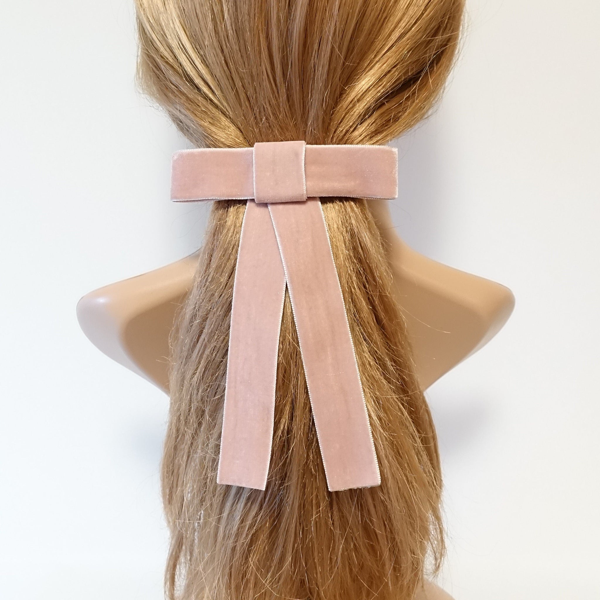 veryshine.com Barrette (Bow) Pink Velvet bow simple stylish black velvet hair accessory 0.98 inch width