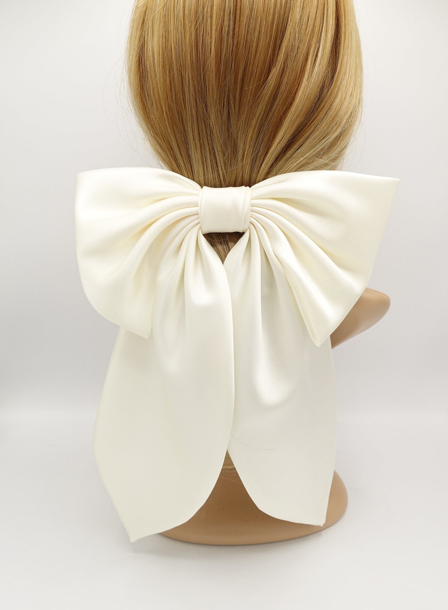 veryshine.com Barrette (Bow) plus grand satin hair bow long tail large hair accessory for women