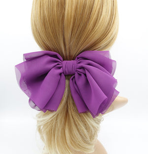 veryshine.com Barrette (Bow) Purple large chiffon hair bow multi-layered hair bow for women