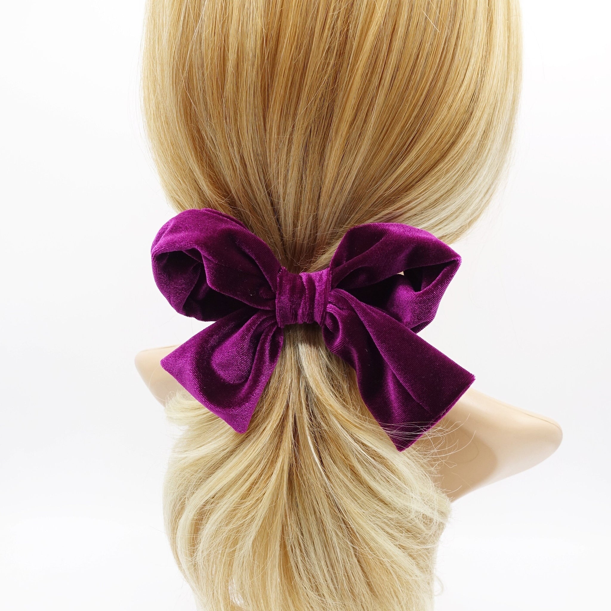 veryshine.com Barrette (Bow) Purple pink velvet wired bow hair accessory for women