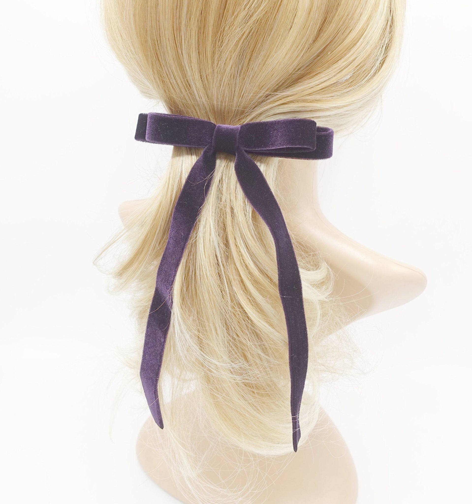 veryshine.com Barrette (Bow) Purple thin velvet tail hair bow casual style french hair barrette