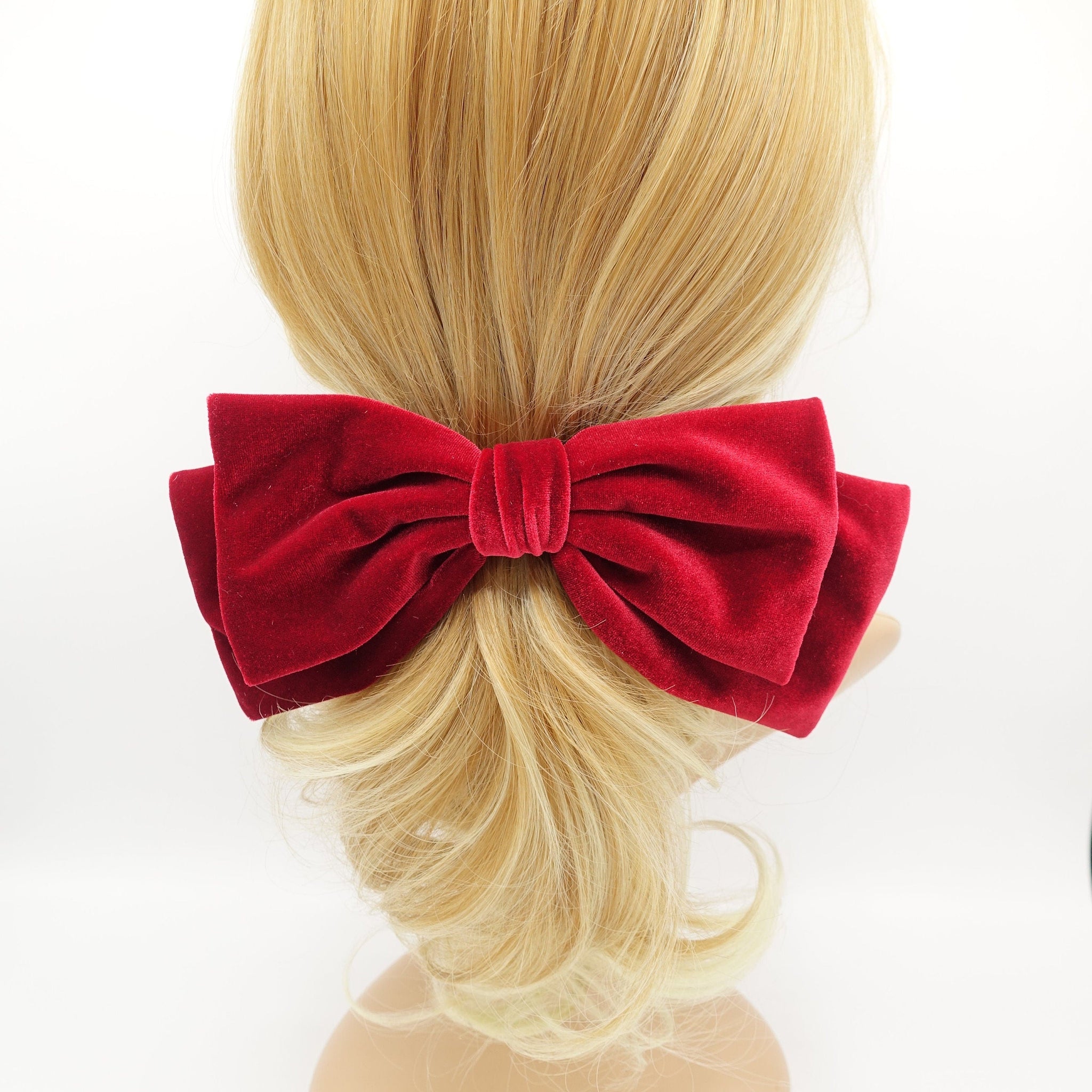 veryshine.com Barrette (Bow) Red Texas velvet bow french hair barrette big hair bow  accessory for women