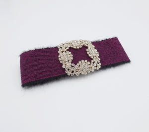 veryshine.com Barrette (Bow) Red wine classical fabric hair bow bling buckle frayed trim hair accessory for women