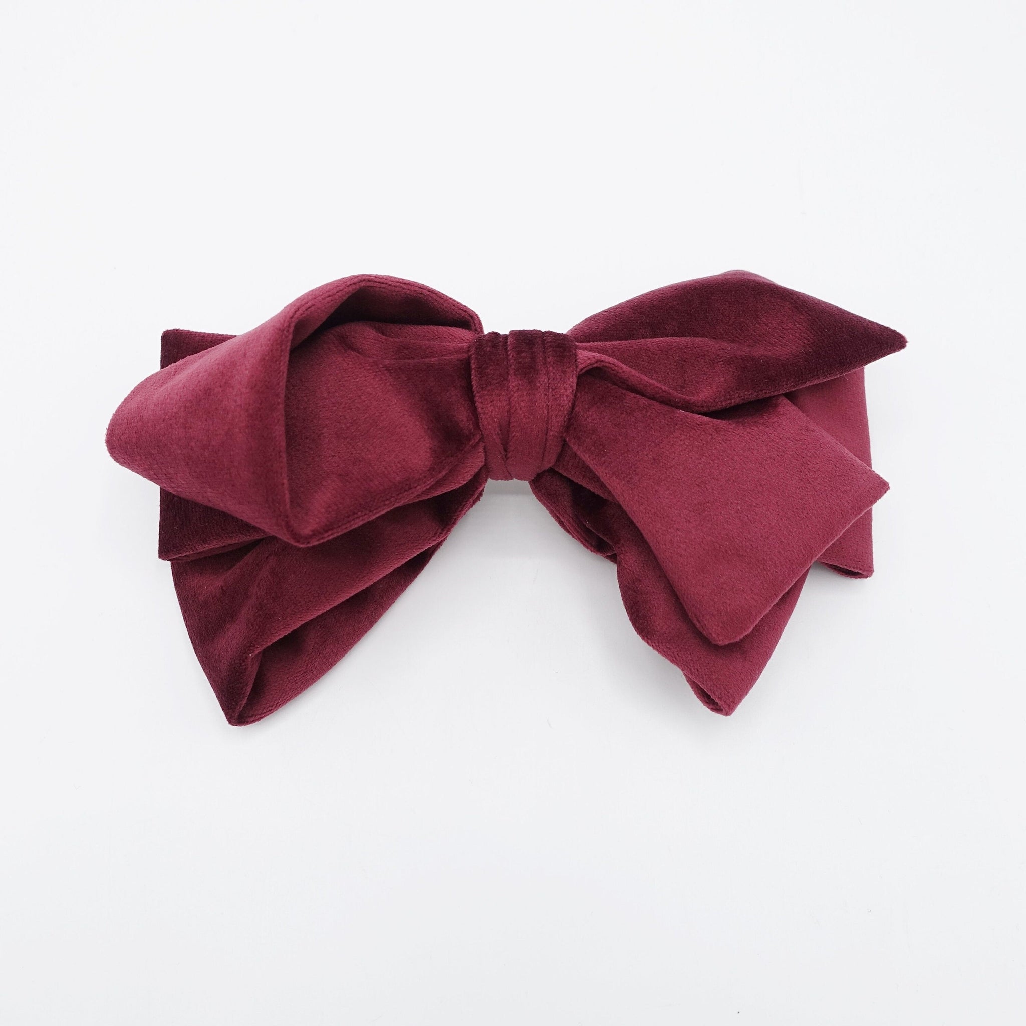 veryshine.com Barrette (Bow) Red wine cotton velvet hair bow asymmetric style pattern women hair accessory