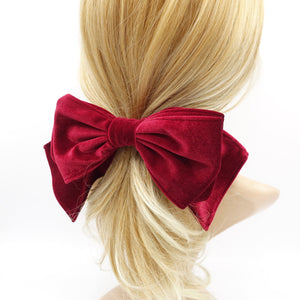 veryshine.com Barrette (Bow) Red wine double layered velvet hair bow stylish hair hair accessory for women