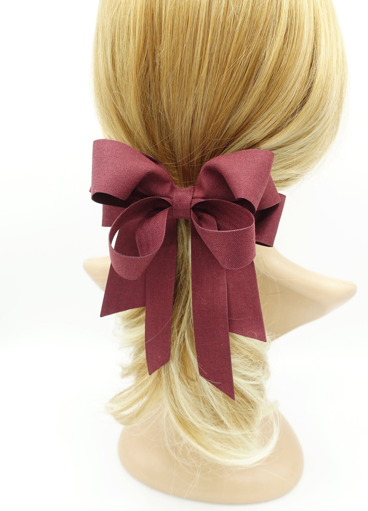 veryshine.com Barrette (Bow) Red wine herringbone multi wing hair bow hair accessory for women