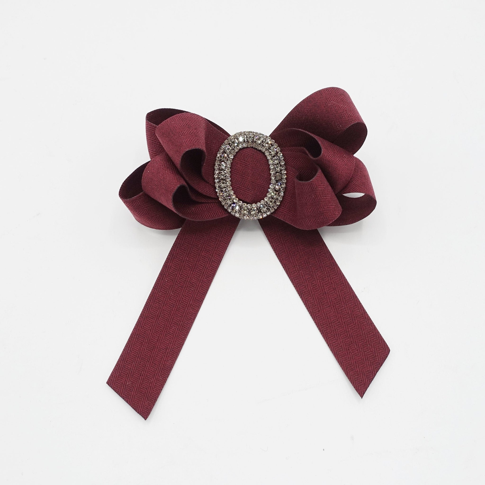 veryshine.com Barrette (Bow) Red wine jeweled buckle hair bow layered tail bow french barrette women hair accessory