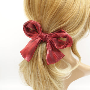 veryshine.com Barrette (Bow) Red wine organza wired hair bow colorful translucent fabric tail knotted bow french barrette women hair accessory