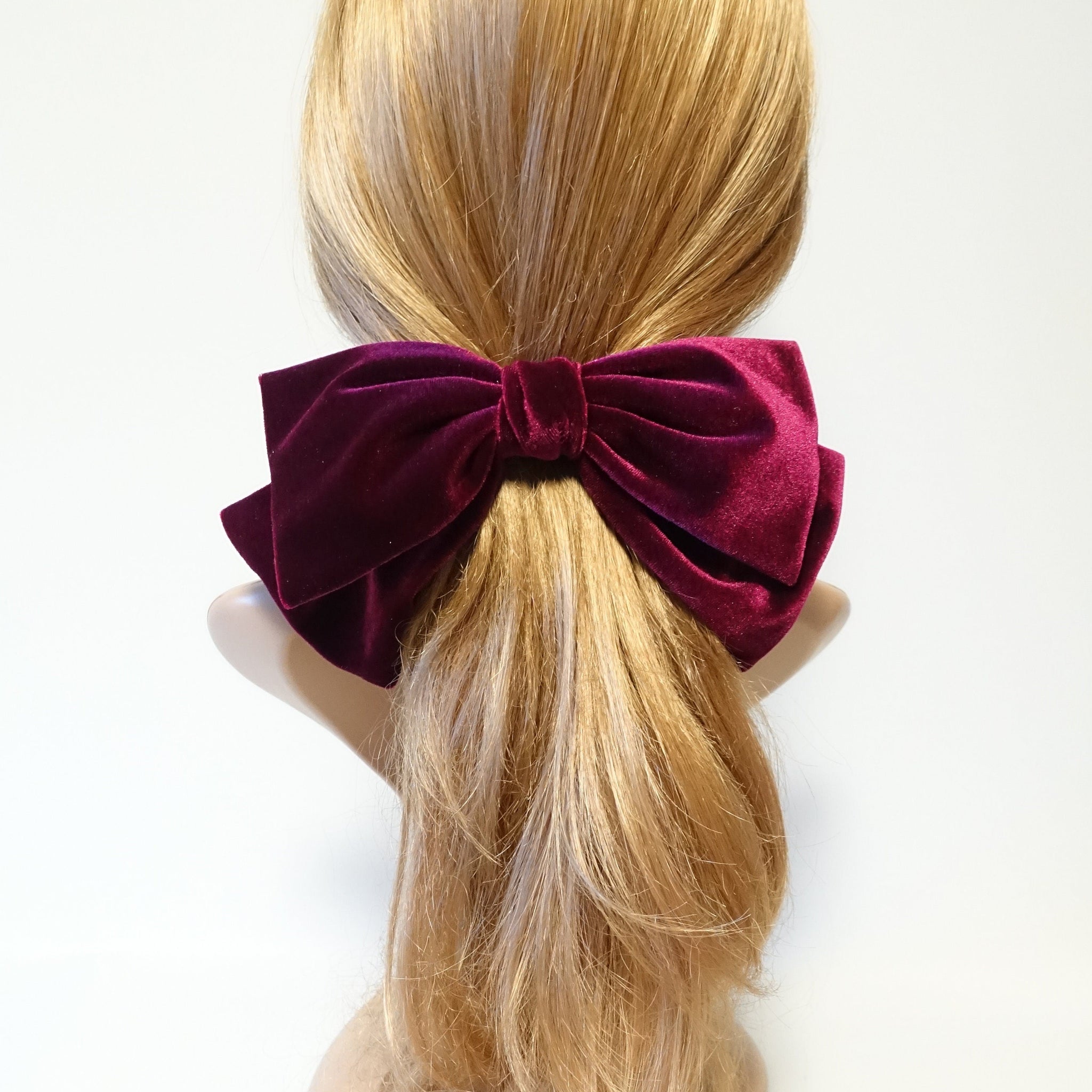 veryshine.com Barrette (Bow) Red wine Texas velvet bow french hair barrette big hair bow  accessory for women