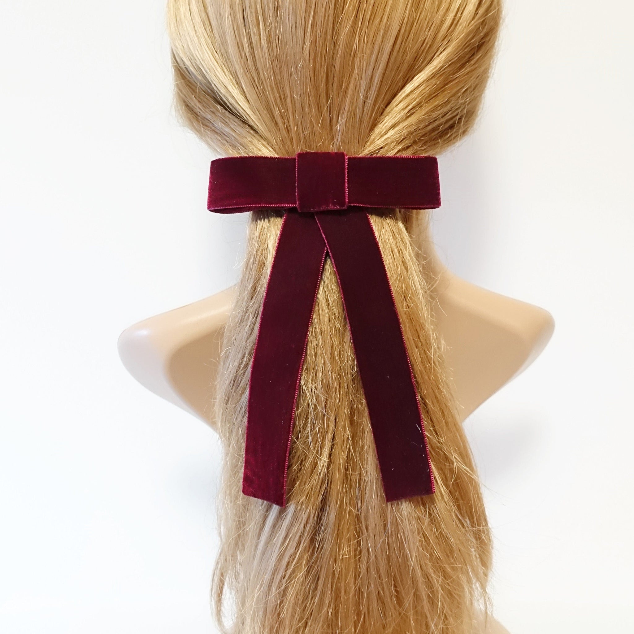 veryshine.com Barrette (Bow) Red wine Velvet bow simple stylish black velvet hair accessory 0.98 inch width