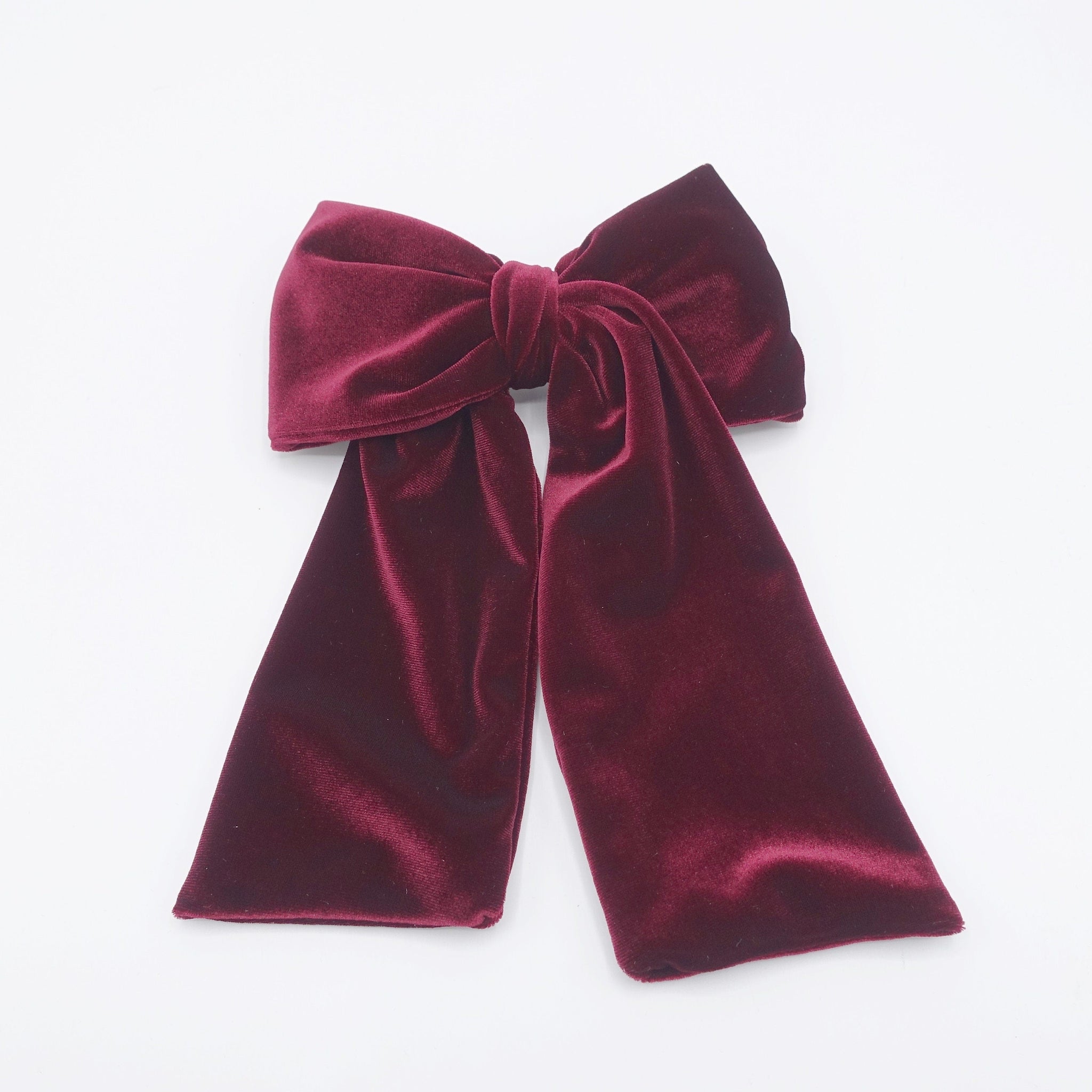 veryshine.com Barrette (Bow) Red wine velvet hair bow medium large sized hair accessory for women