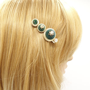 veryshine.com Barrette (Bow) royal hair clip rhinestone embellished golden button luxury style hair clip