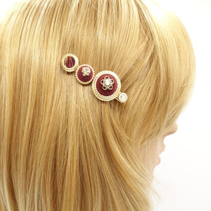 veryshine.com Barrette (Bow) Ruby royal hair clip rhinestone embellished golden button luxury style hair clip