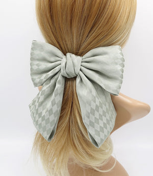 veryshine.com Barrette (Bow) Sage Diamond pattern satin hair bow