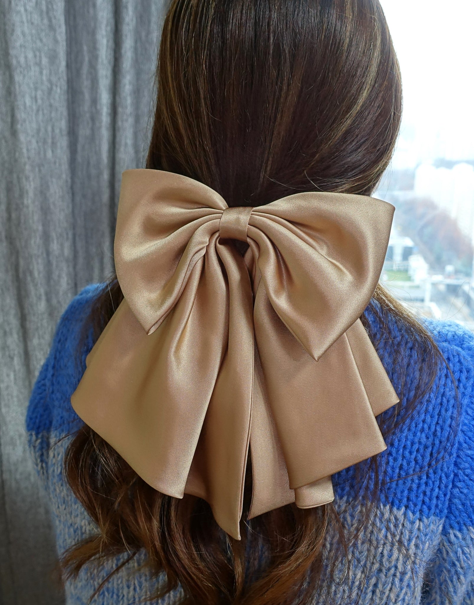 satin suit hair bow classic hair accessory for women –