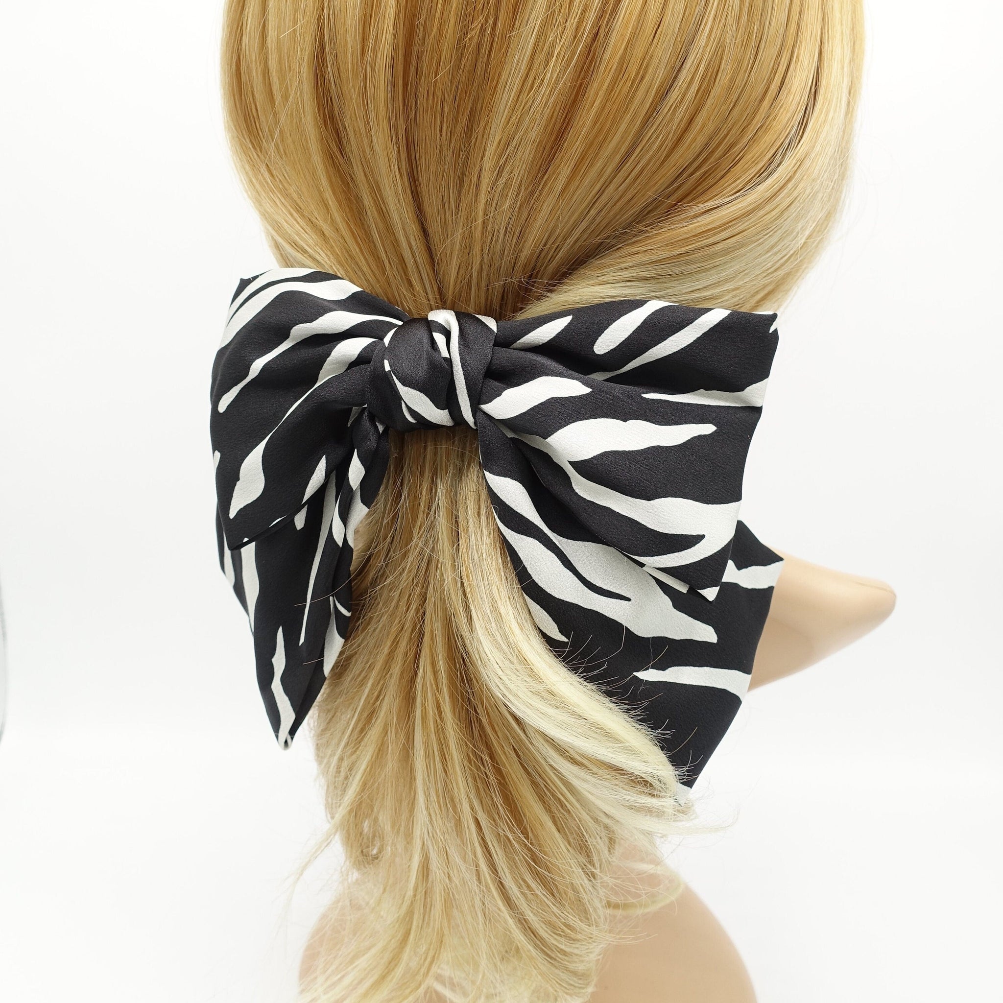 veryshine.com Barrette (Bow) satin zebra print layered hair bow for women