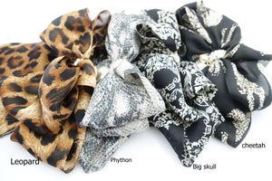 veryshine.com Barrette (Bow) Scarf pattern print chiffon bow french hair barrette women hair accessory leopard python skull hair bow
