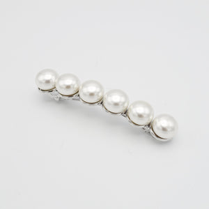 veryshine.com Barrette (Bow) Silver donuts pearl embellished french barrette women hair accessory
