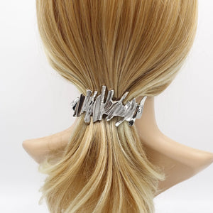 veryshine.com Barrette (Bow) Silver metal hair barrette, order and disorder barrette, shiny hair barrette for women