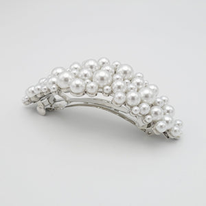 veryshine.com Barrette (Bow) Silver multi size pearl embellished curved french barrette elegant women hair accessory
