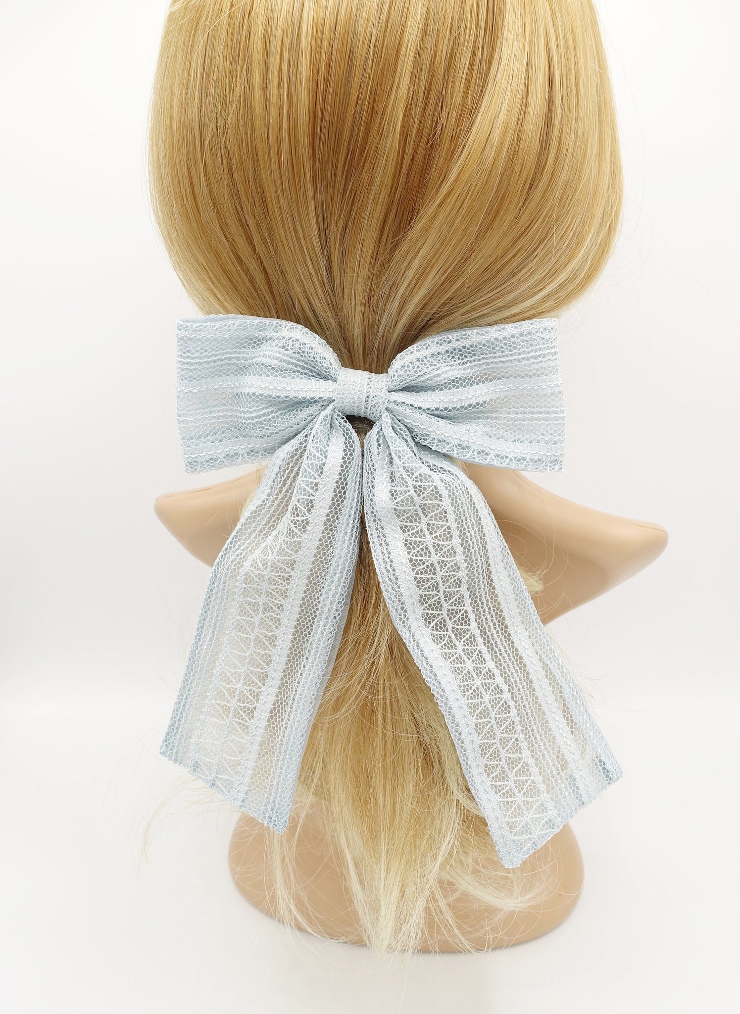 veryshine.com Barrette (Bow) Sky blue mesh lace organza hair bow for women